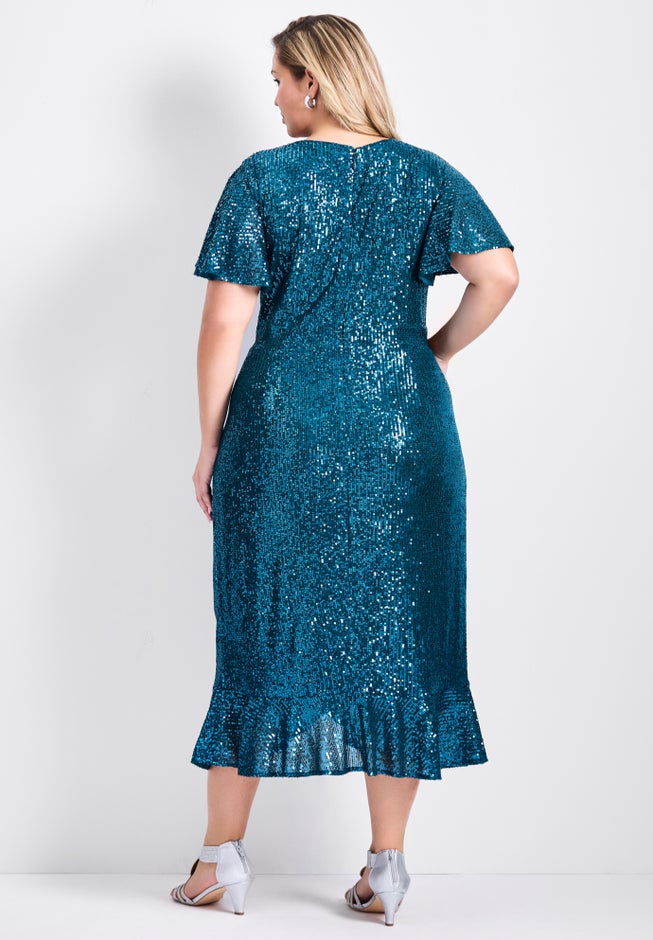 Nina Sequin Wrap Dress image number 4