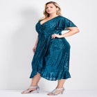 Nina Sequin Wrap Dress image number null