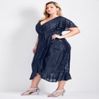 Nina Sequin Wrap Dress image number null