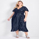 Nina Sequin Wrap Dress image number null