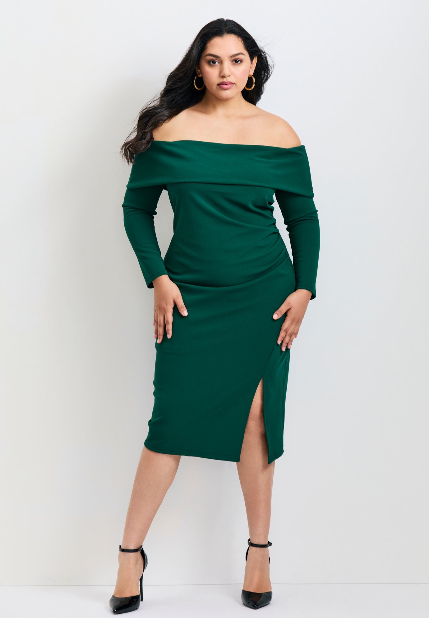 Collette Off Shoulder Gathered Waist Dress image number 0