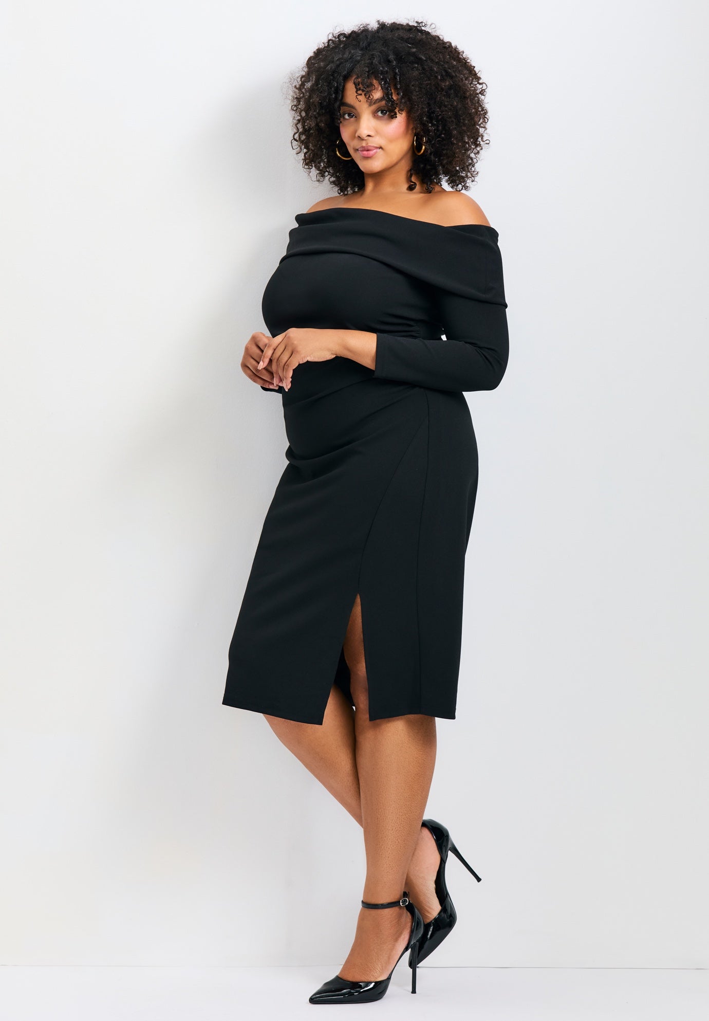 Collette Off Shoulder Gathered Waist Dress image number 1