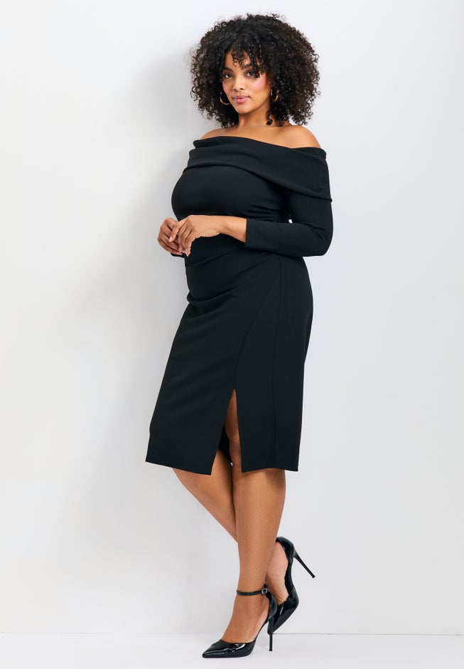 Collette Off Shoulder Gathered Waist Dress image number 1