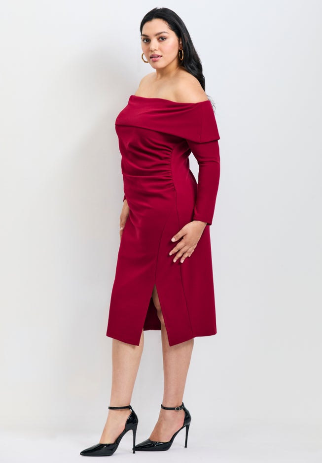 Collette Off Shoulder Gathered Waist Dress image number 1