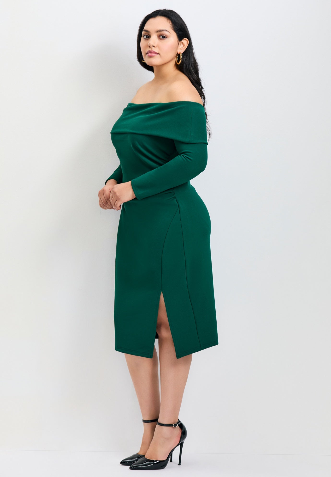 Collette Off Shoulder Gathered Waist Dress image number 1