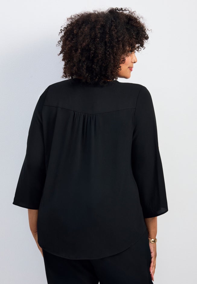 Hailey Zip Front Pintuck Blouse image number 1