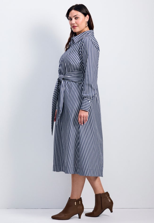Bethany Poplin Tie Front Shirtdress image number 1