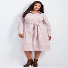 Bethany Poplin Tie Front Shirtdress image number null