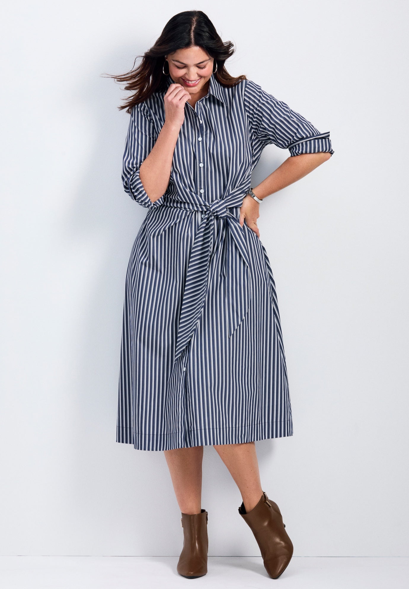 Bethany Poplin Tie Front Shirtdress image number 0