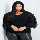 Frill Sleeve Sweater image number null