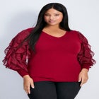 Frill Sleeve Sweater image number null