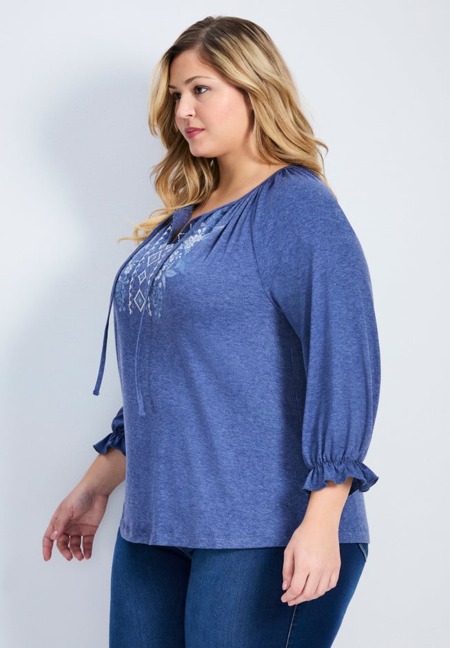 Brie Embroidered Neckline Top image number 1