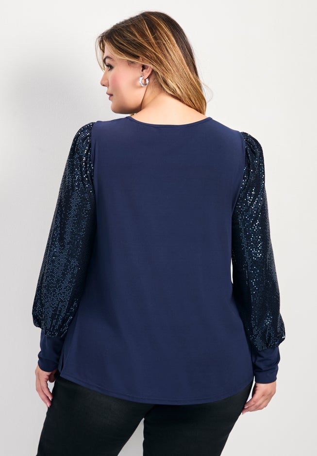 Glam Sequin Sleeve Top image number 1