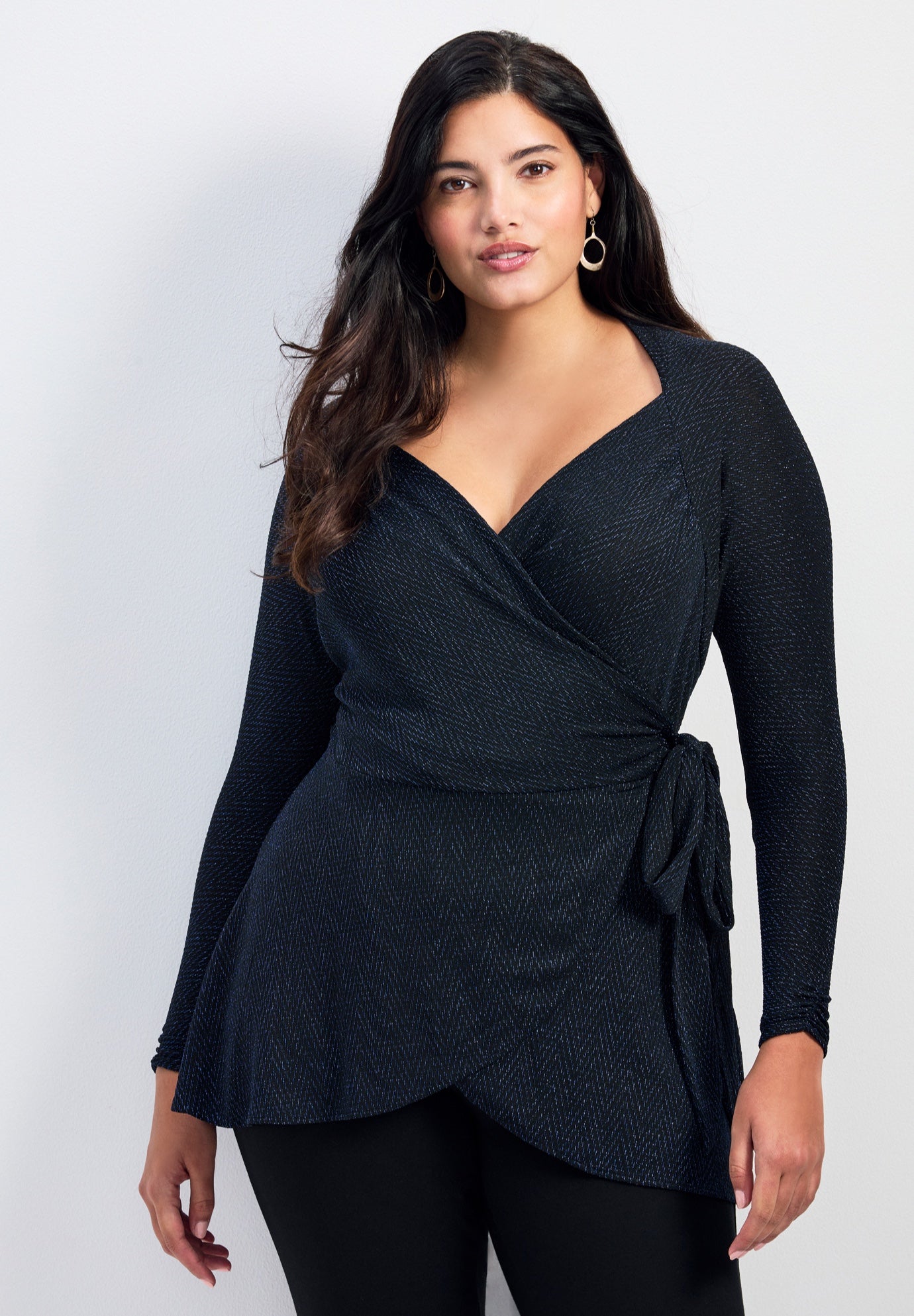 Glamour Sparkle Wrap Top image number 0