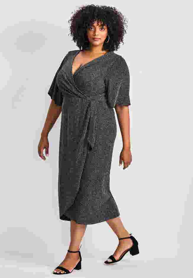 Nala Metallic Mock Wrap Dress image number 3