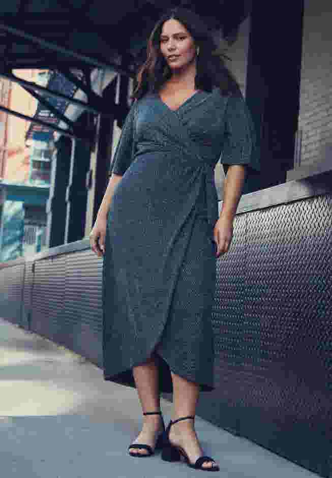 Nala Metallic Mock Wrap Dress image number 1