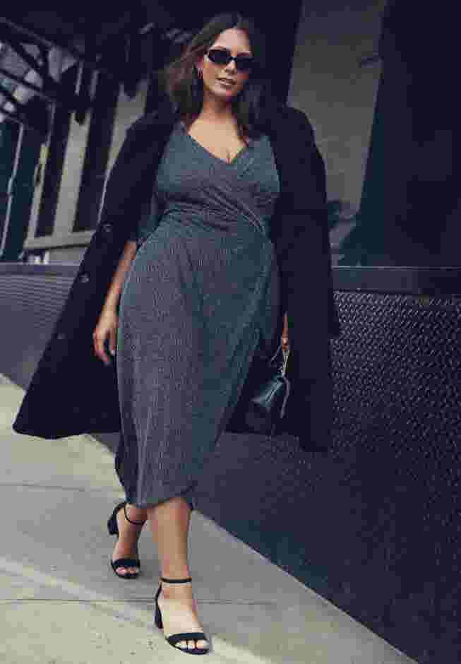 Nala Metallic Mock Wrap Dress image number 2