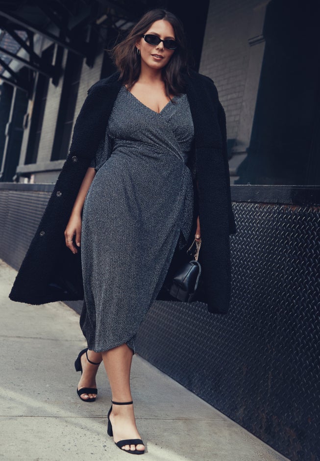 Nala Metallic Mock Wrap Dress image number 1