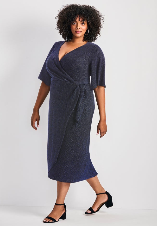 Nala Metallic Mock Wrap Dress image number 2