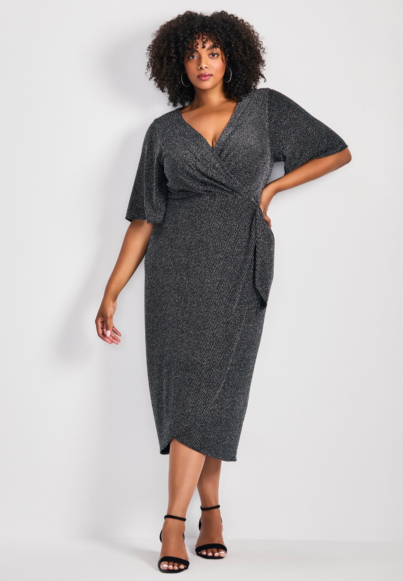 Nala Metallic Mock Wrap Dress image number 0