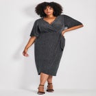 Nala Metallic Mock Wrap Dress image number null