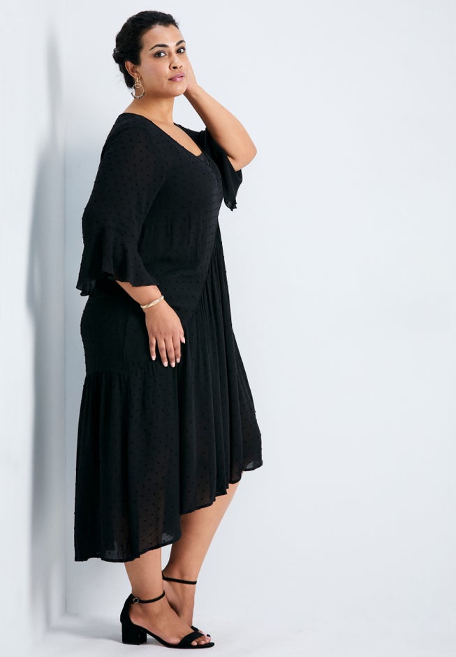 Vicki Textured Dobby Bell Sleeve Dress image number 1