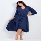 Vicki Textured Dobby Bell Sleeve Dress image number null