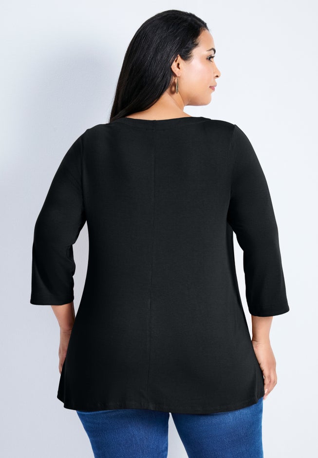 Sabrina Btn Dtl 3/4 Slv Top image number 2