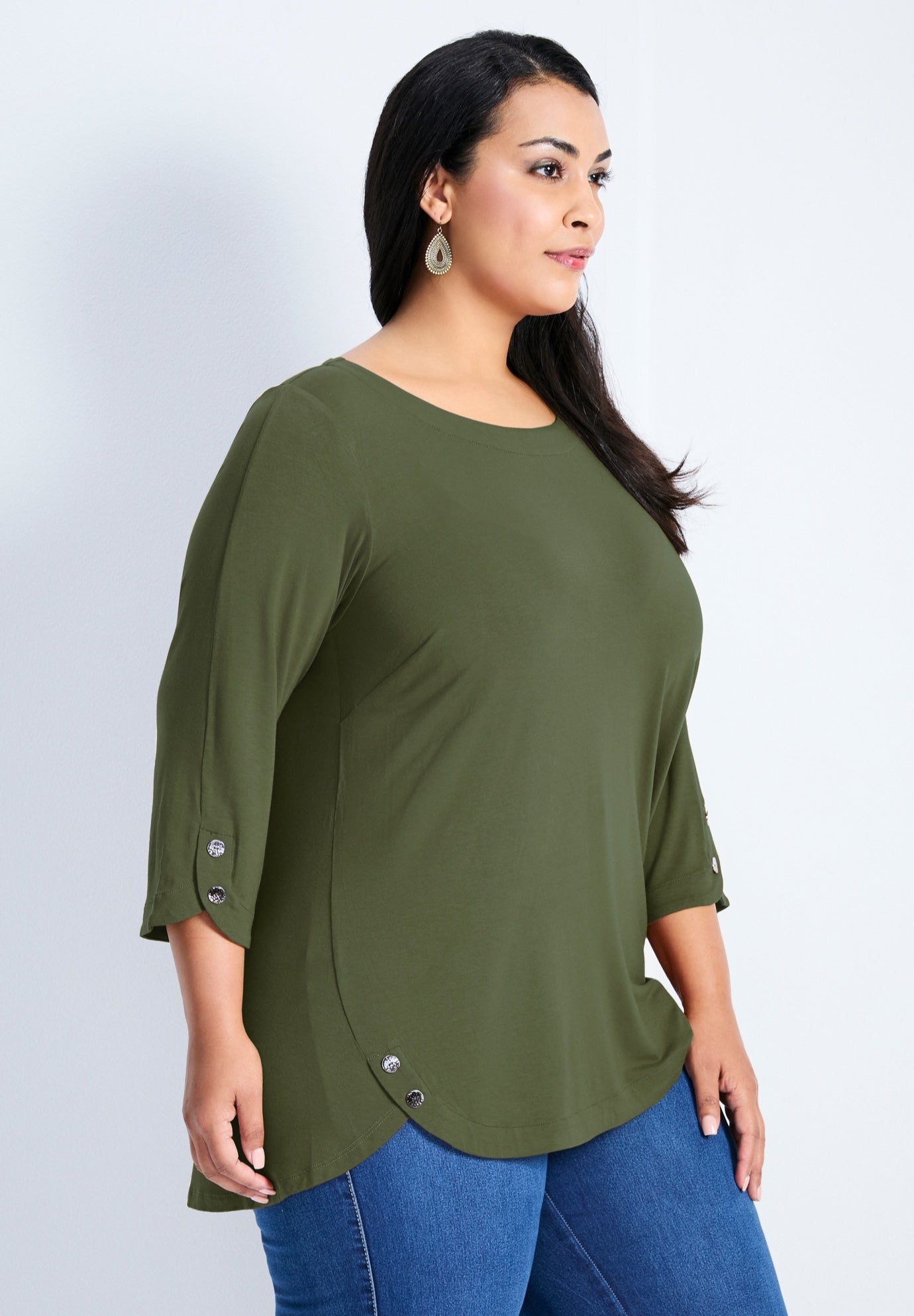 Sabrina Btn Dtl 3/4 Slv Top image number 1