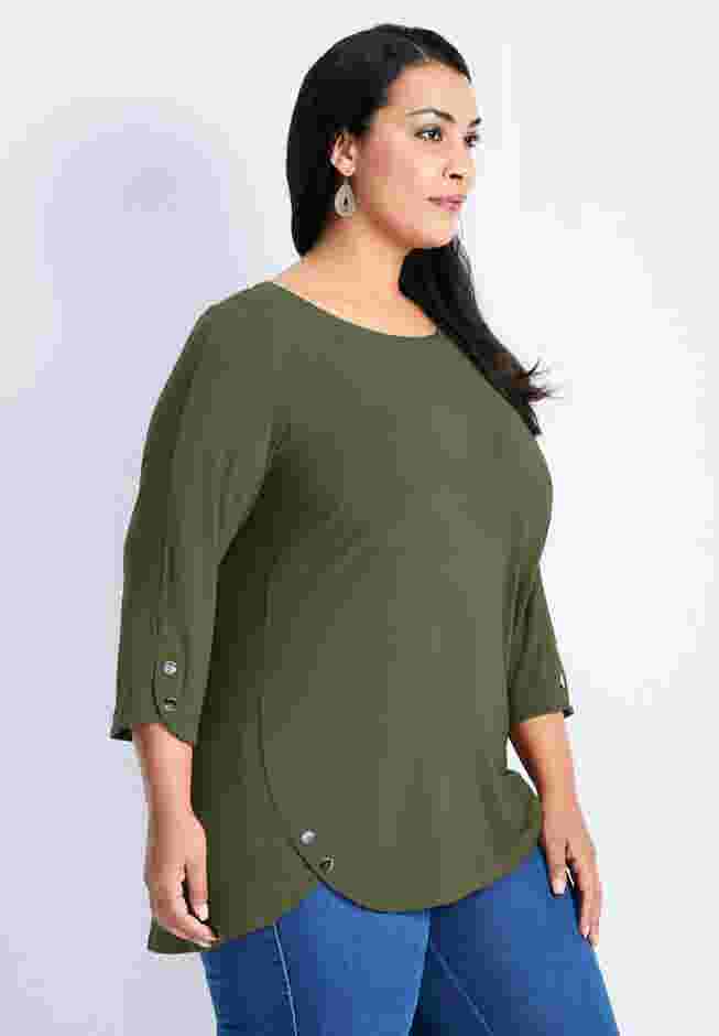 Sabrina Btn Dtl 3/4 Slv Top image number 1