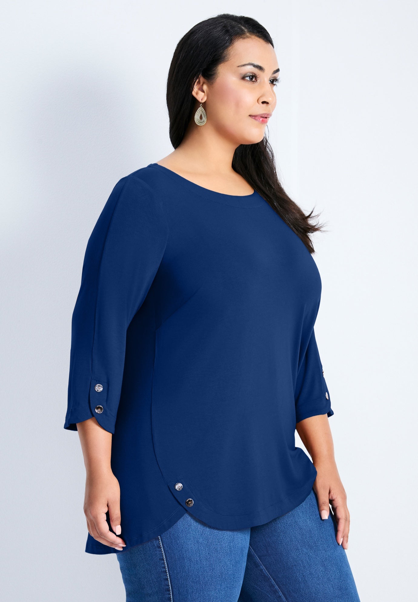 Sabrina Btn Dtl 3/4 Slv Top image number 1