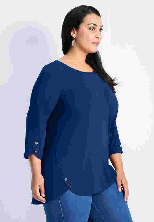 Sabrina Btn Dtl 3/4 Slv Top image number 1