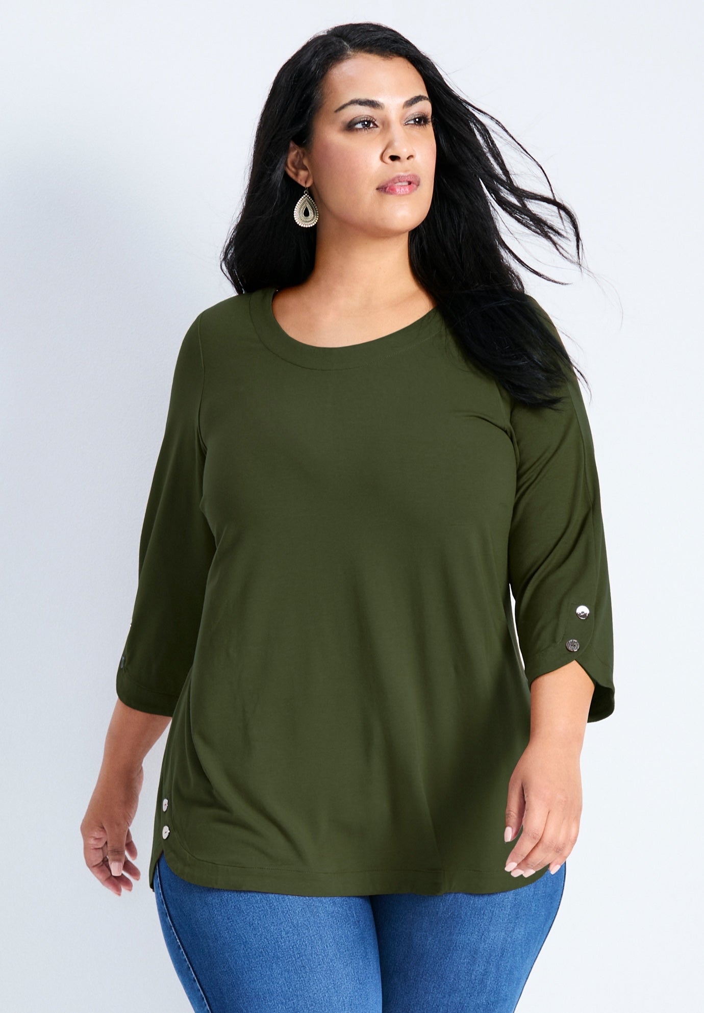 Sabrina Btn Dtl 3/4 Slv Top image number 0