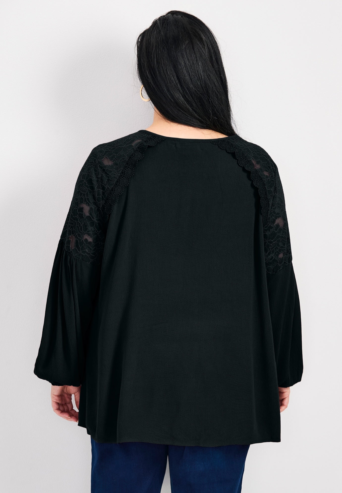 Marcie Lace Yoke Long Sleeve Top image number 2