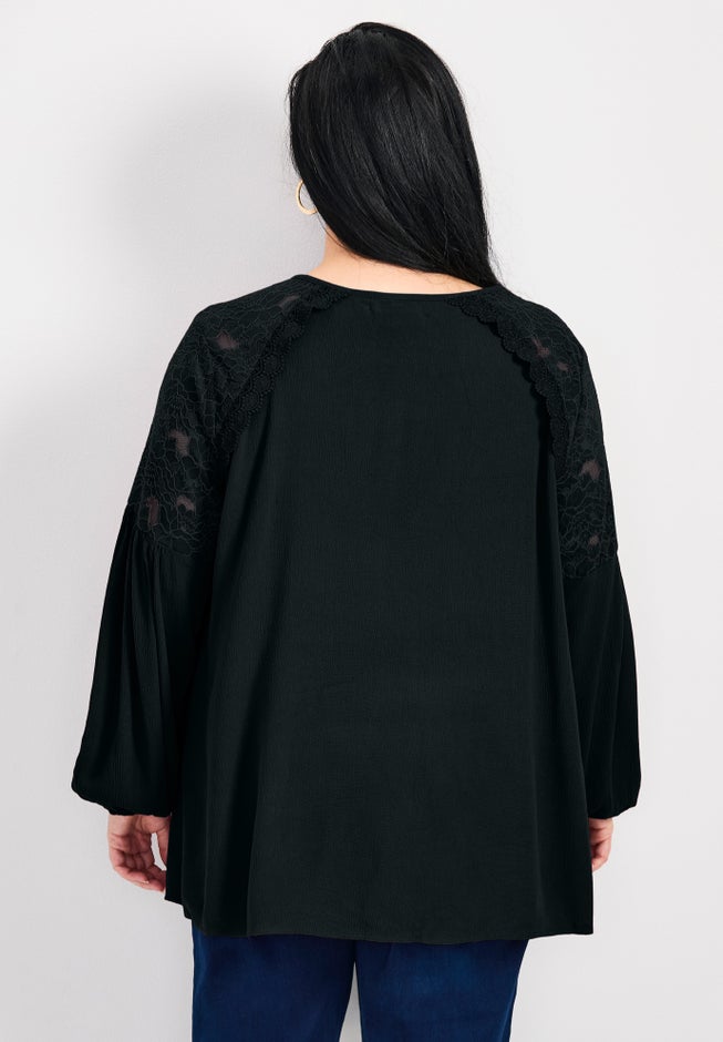 Marcie Lace Yoke Long Sleeve Top image number 2