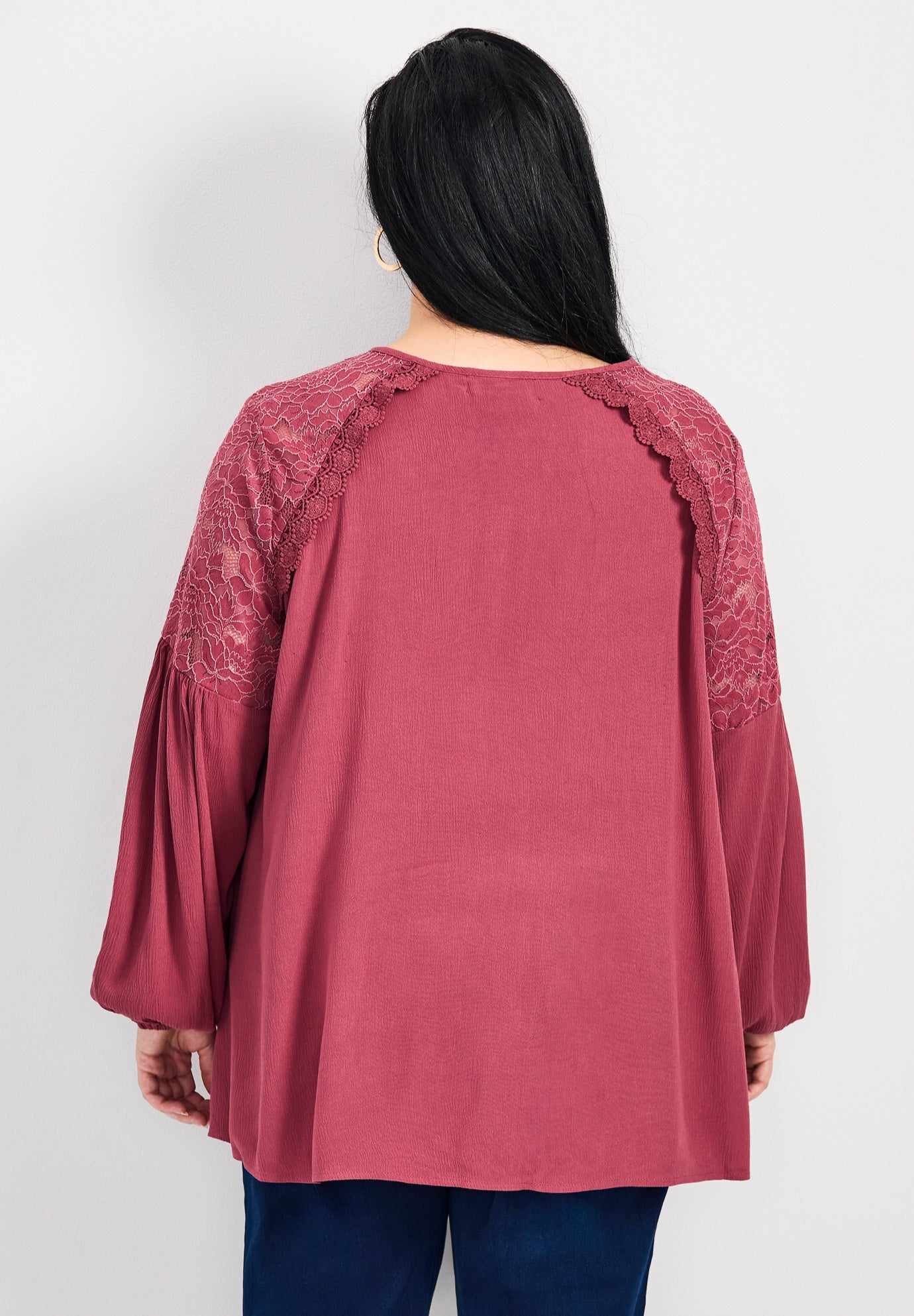 Marcie Lace Yoke Long Sleeve Top image number 2