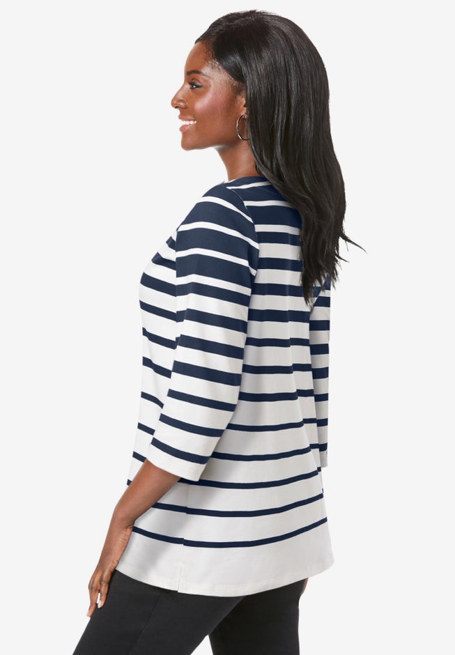 Stretch Cotton Boatneck Tunic image number 1