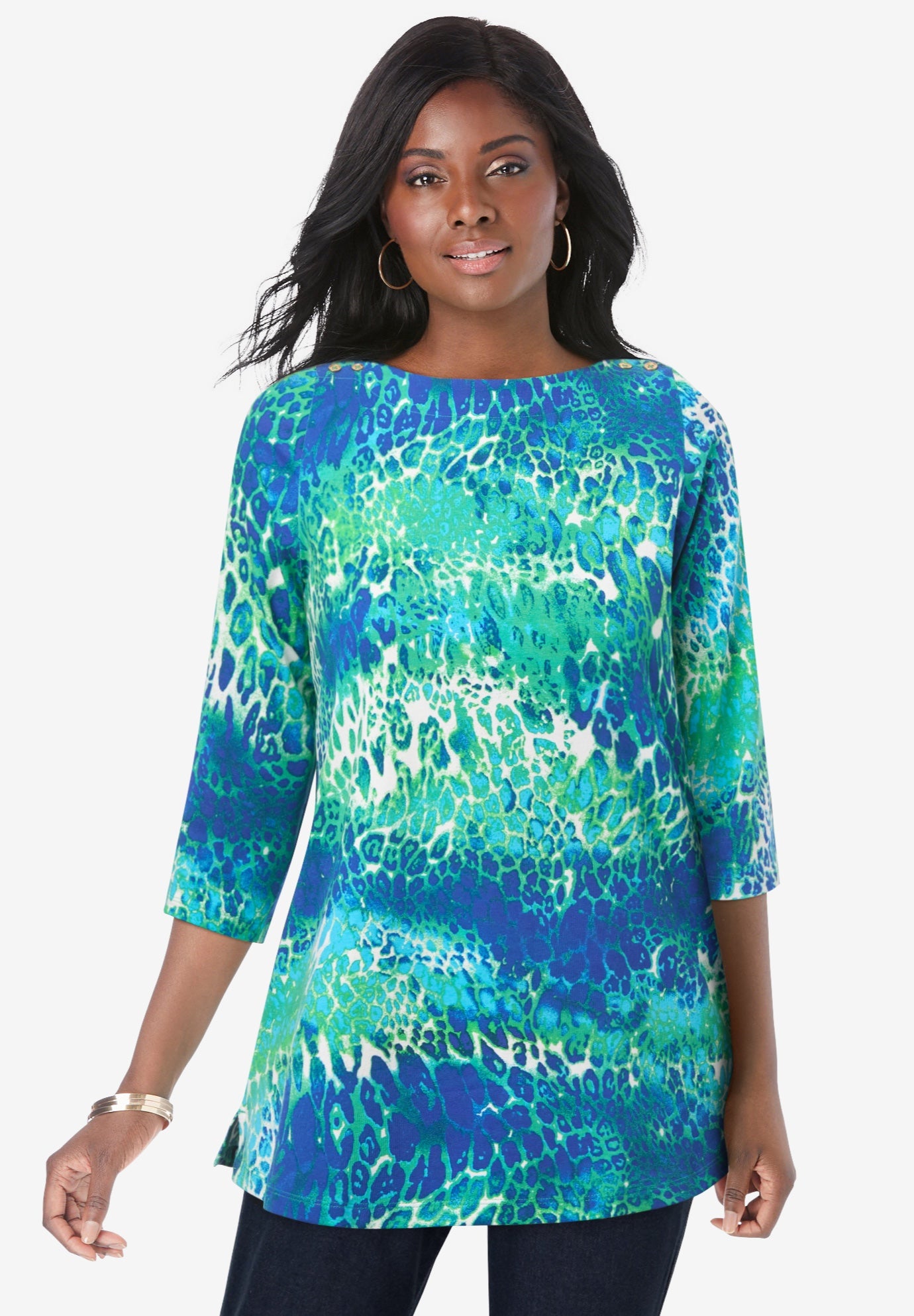 Stretch Cotton Boatneck Tunic image number 0