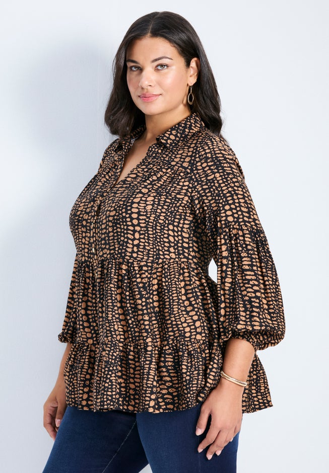 Flora Blouson Tiered Tunic image number 1