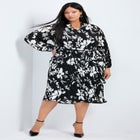 Liana Pleated Blouson Sleeve Dress image number null