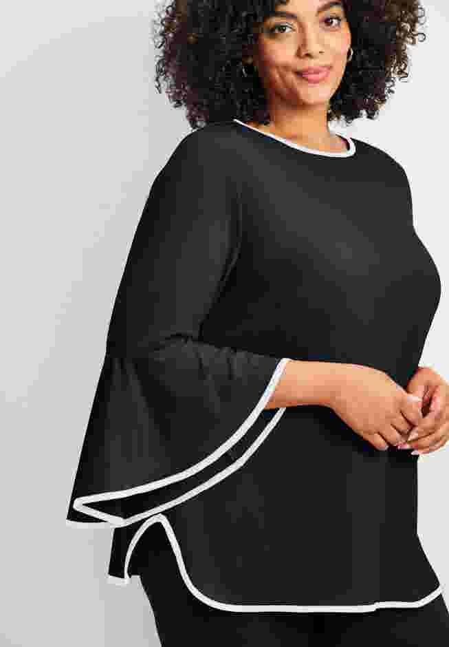 Ivana Contrast Bell Sleeve Top image number 1