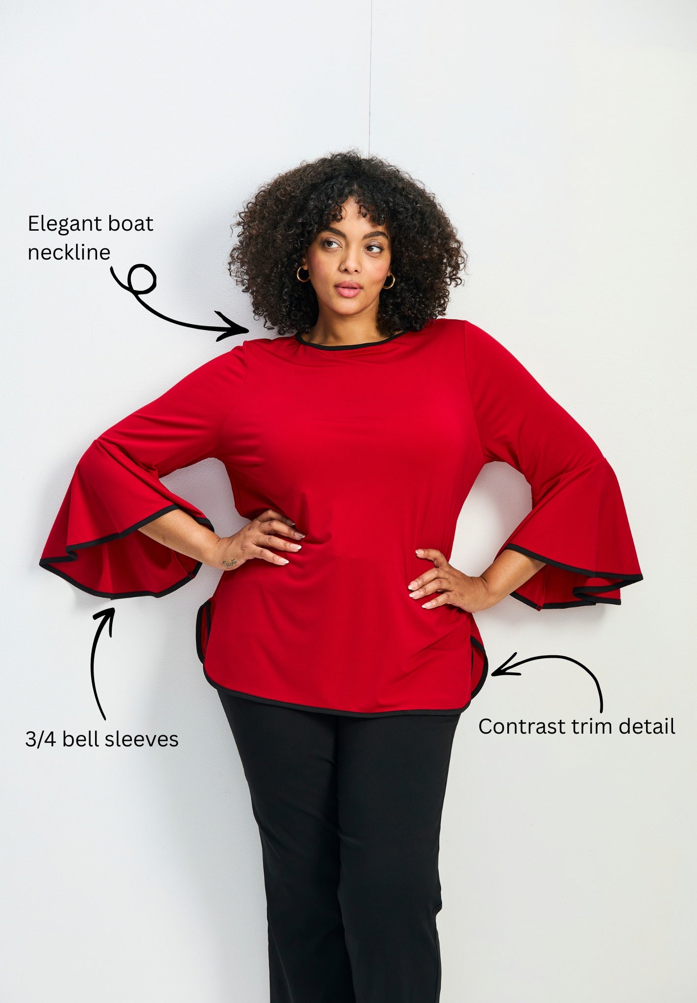 Ivana Contrast Bell Sleeve Top image number 4