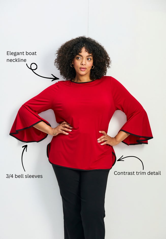 Ivana Contrast Bell Sleeve Top image number 4