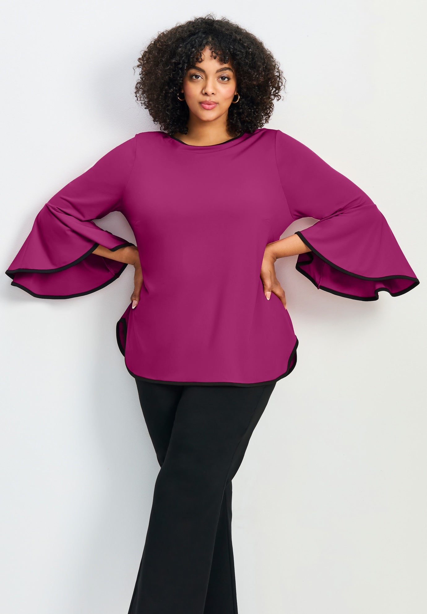 Ivana Contrast Bell Sleeve Top image number 0