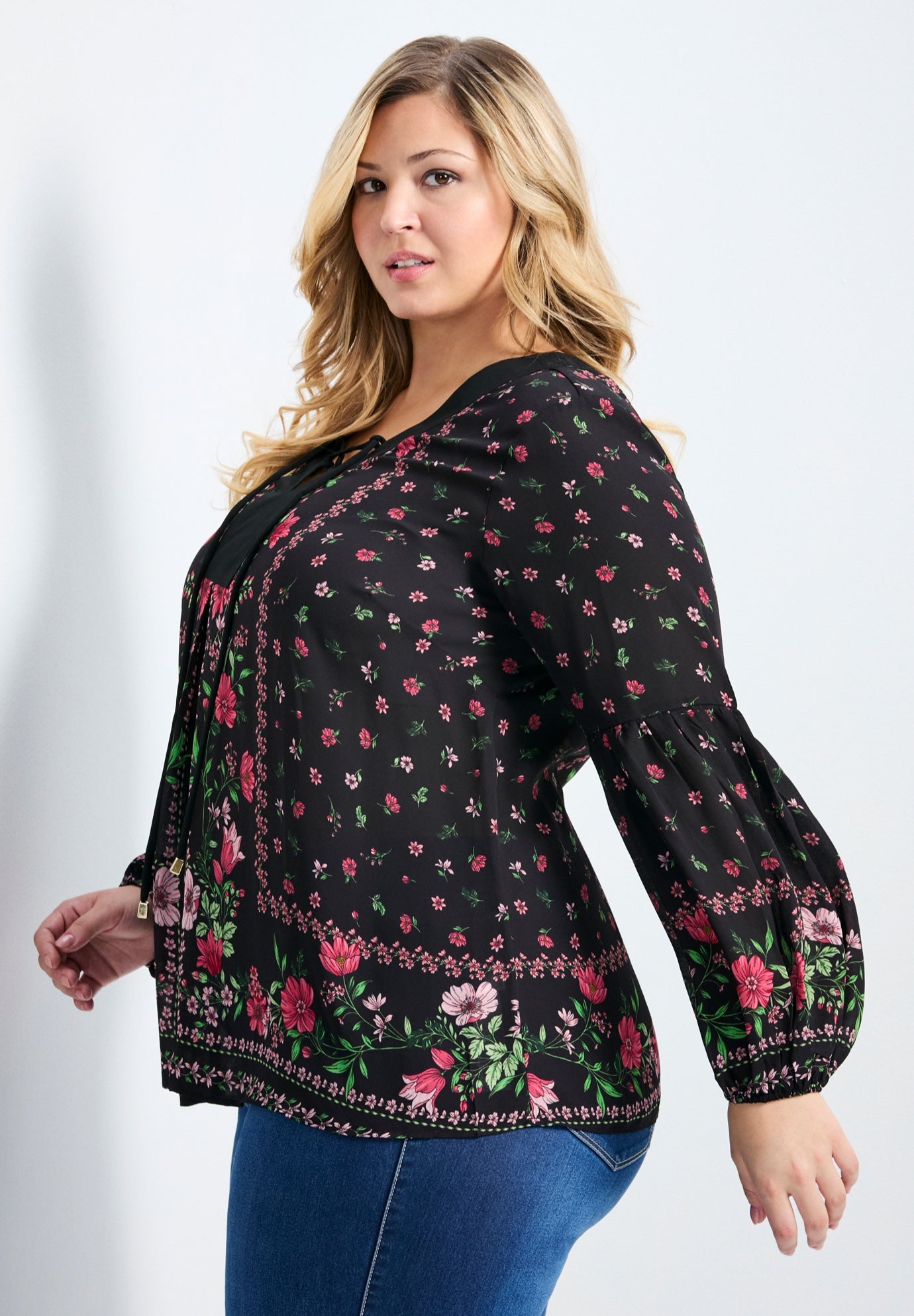 Tamlyn Lace Up Print Top image number 1