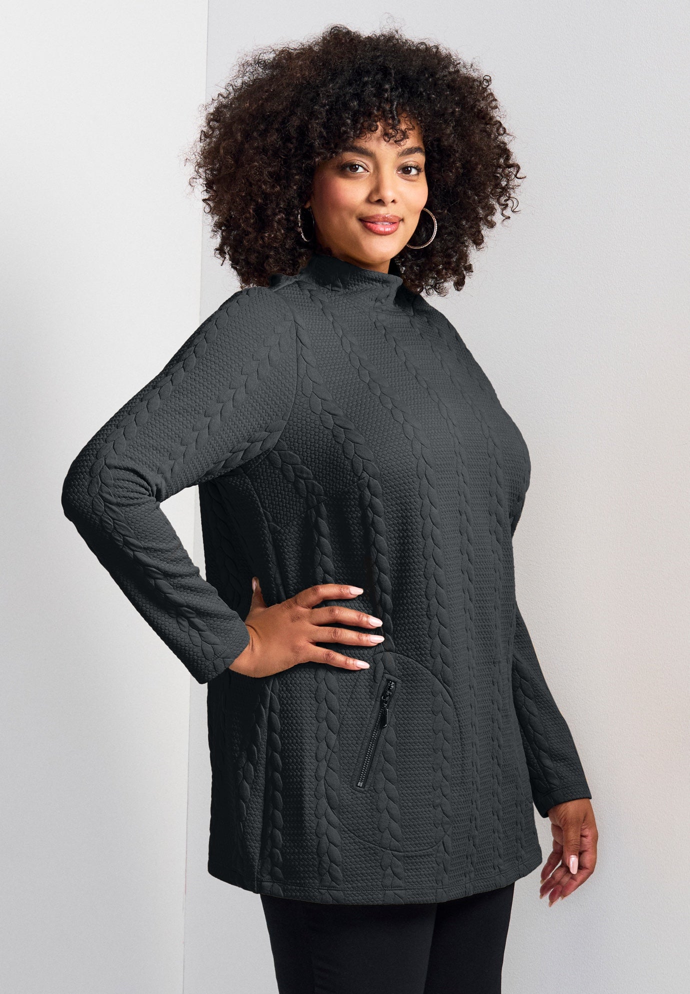 Emily Jacquard Texture Knit Tunic image number 2