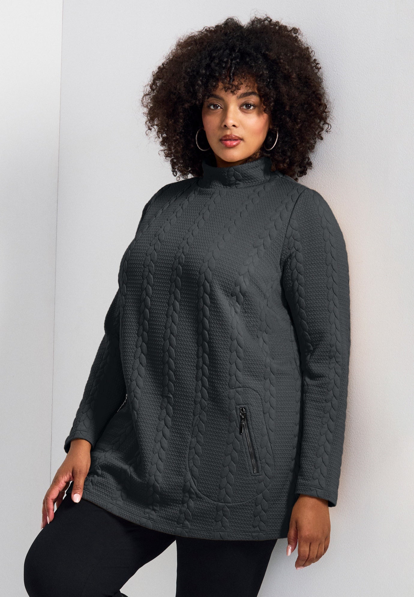 Emily Jacquard Texture Knit Tunic image number 0