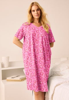 V-Neck Short Sleeve Knee-Length Cotton Sleepshirt