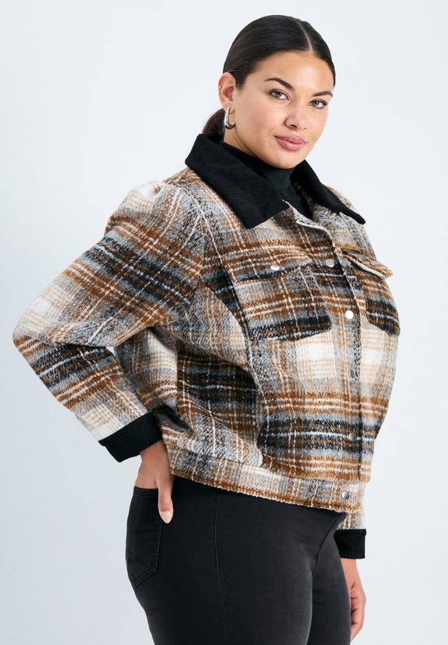 Joss Plaid Cropped Jacket image number 2
