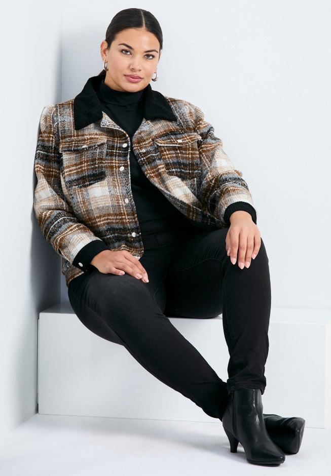 Joss Plaid Cropped Jacket image number 1